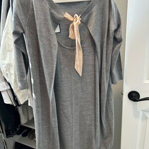 Gray Women's Top with Bow Detail